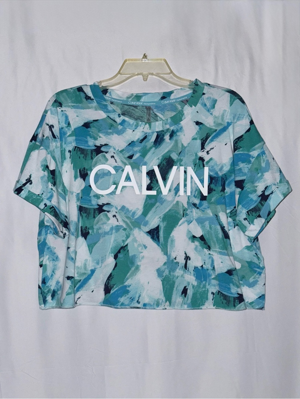 Calvin Klein Performance Multicolored Abstract Crop Tee Size XL
